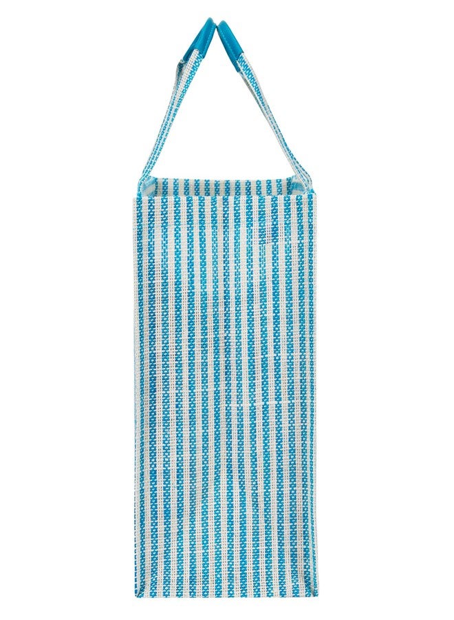 Jute Cottage Jute Bags for Shopping for Women and Men | Jute Grocery Bag | Jute Carry Bag | Jute Bags with zip | Printed Jute Bag, Blue - Image 3